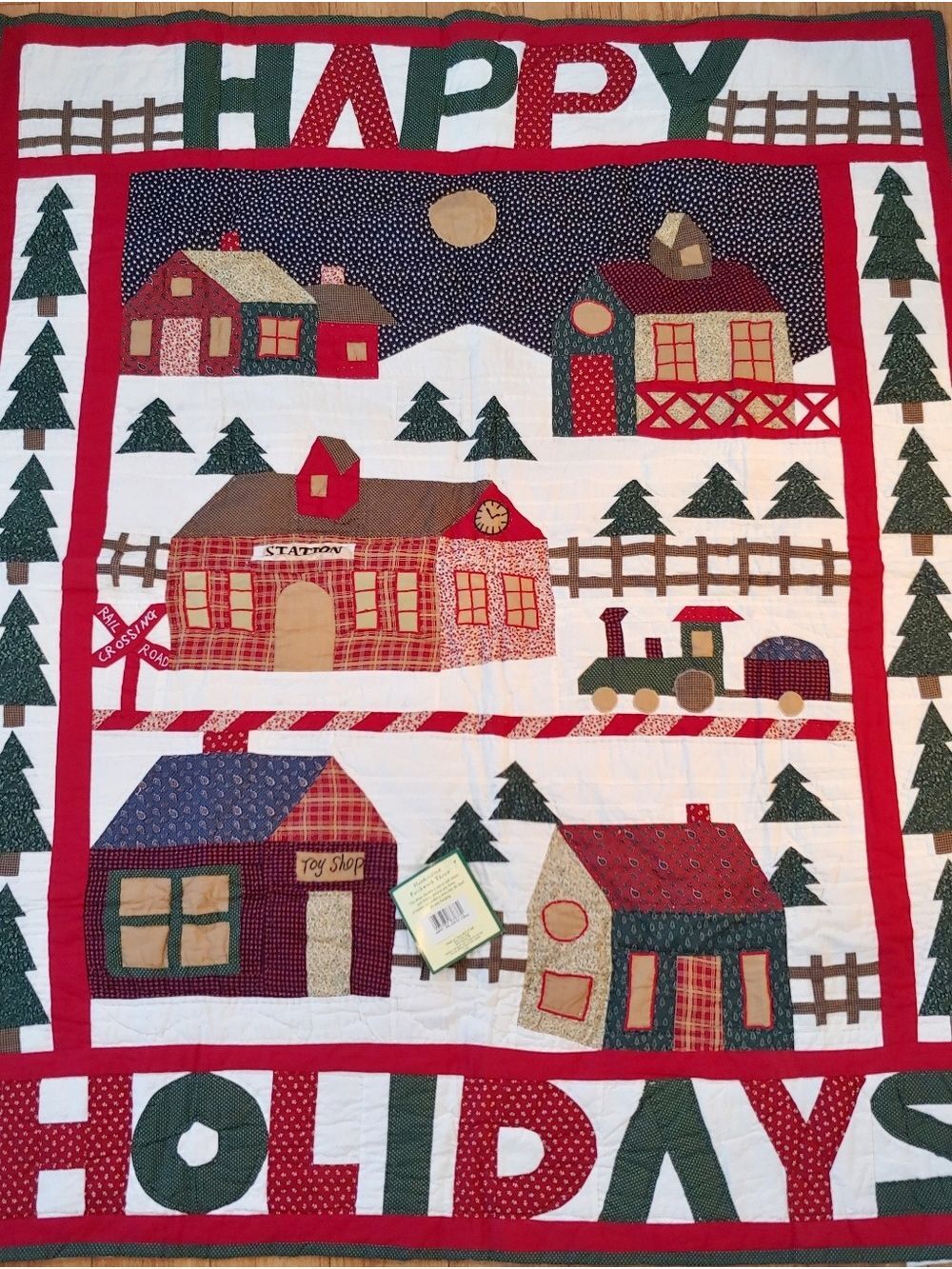 Vintage Hawthorne Hill Hand Quilted Patchwork Holiday Throw 60" x 50" NWT